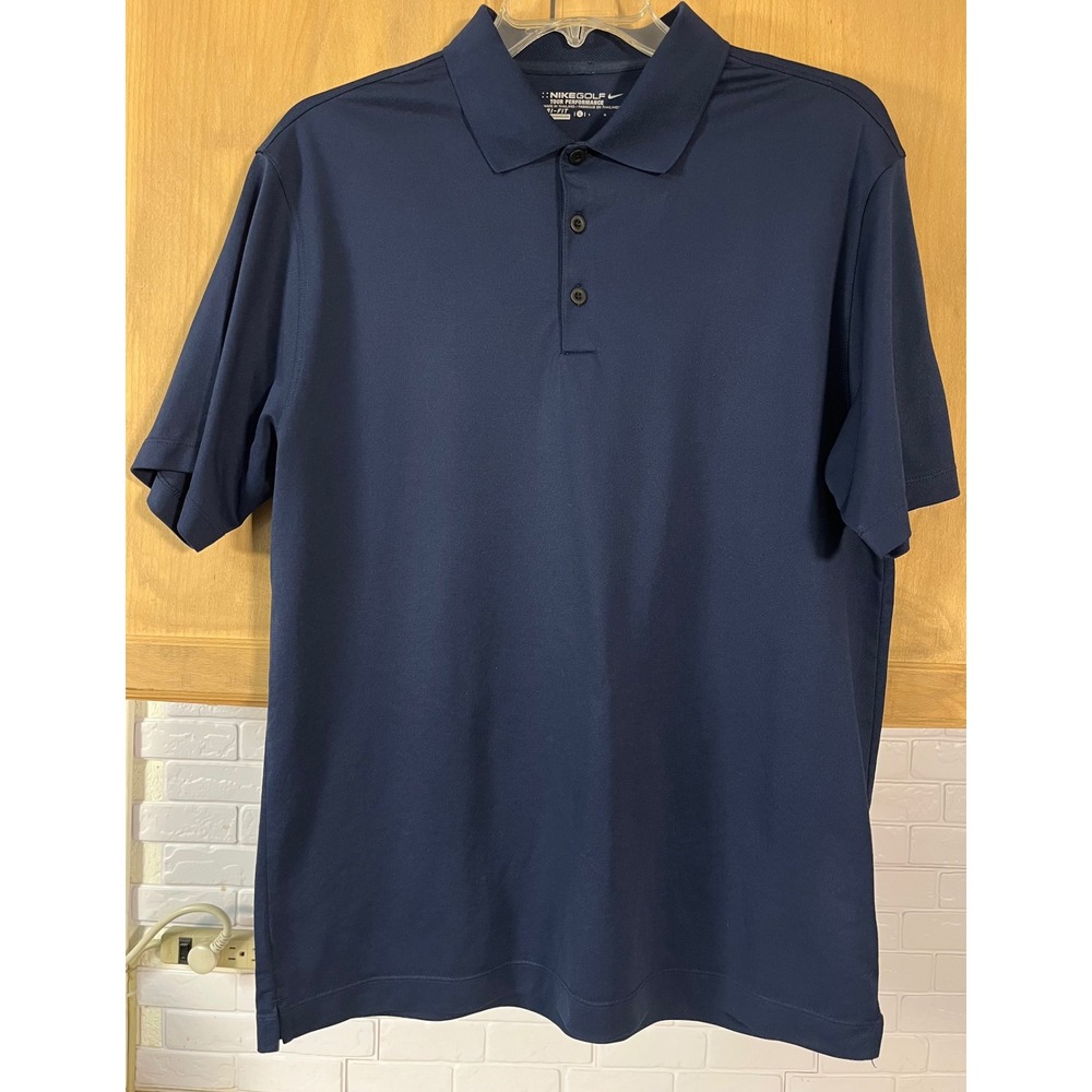 Nike Golf Polo Shirt Men's Large Navy Blue Dri-Fit Short Sleeve Top‎
